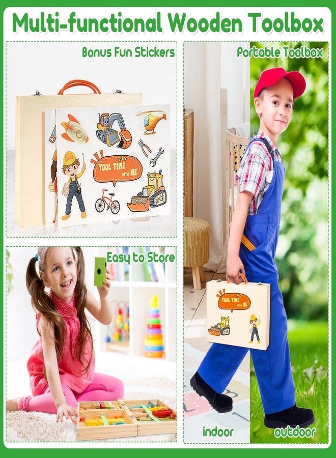 Bravmate Toddler Tool Set with Portable Tool Box & DIY Stickers, Wooden Kids Tool Sets for Boys Girls Age 2-4, STEM Montessori Educational Preschool Toys, Birthday Gifts for 3+ Years Old - Image 3